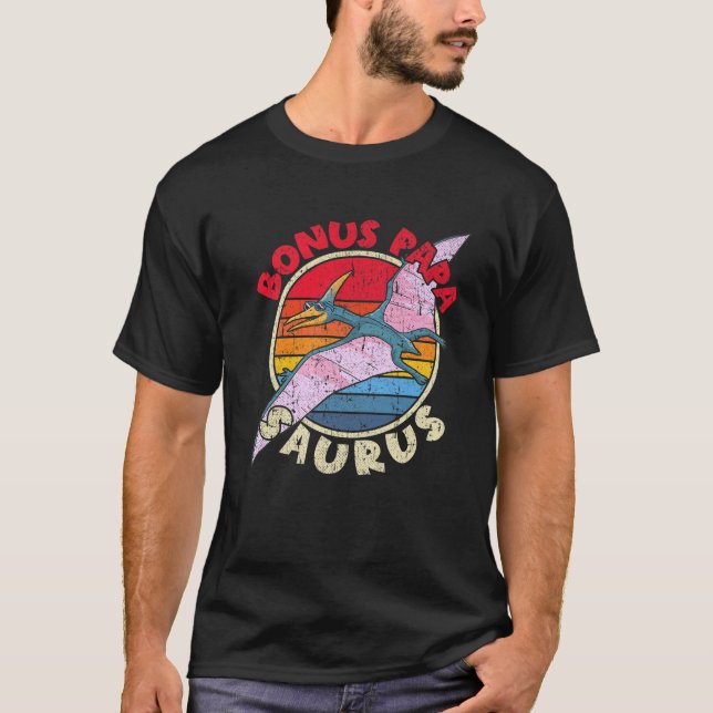 Manar Bonus Pappa Saurus I Pterodactylus I Family  T Shirt (Framsida)