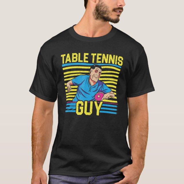 Manar Bord Tennis Guy Ping Pong Player Racket Scie T Shirt (Framsida)