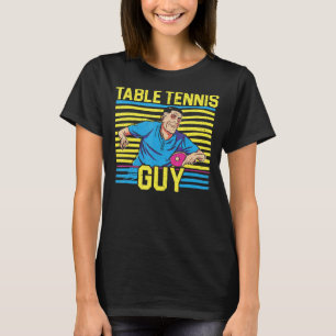 Manar Bord Tennis Guy Ping Pong Player Racket Scie T Shirt