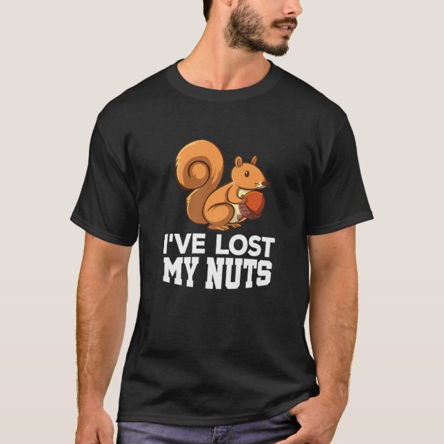 Manar Borttappad Min Nöt Squirrel Funny Vasectomy T Shirt (Framsida)