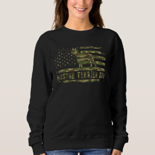 Manar Boston Terrier Pappa Camouflage American Fla T Shirt