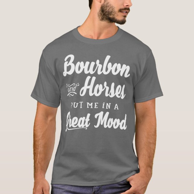 Manar Bourbon and Horses Underbar Mood Roligt Kent T Shirt (Framsida)