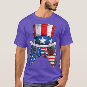 Manar Boy Fjärde juli, American Flagga Video Game T Shirt