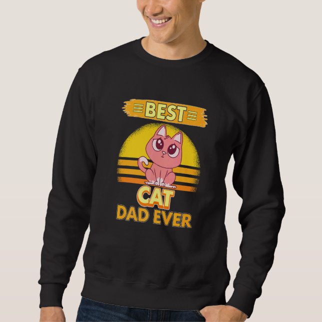 Manar Boys Best Cat Pappa någonsin Fars dag Kitten Lång Ärmad Tröja (Framsida)