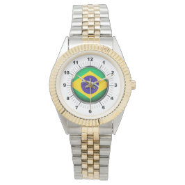 Manar Brasilien Flagga Two-Tone Bracelet Watch Armbandsur