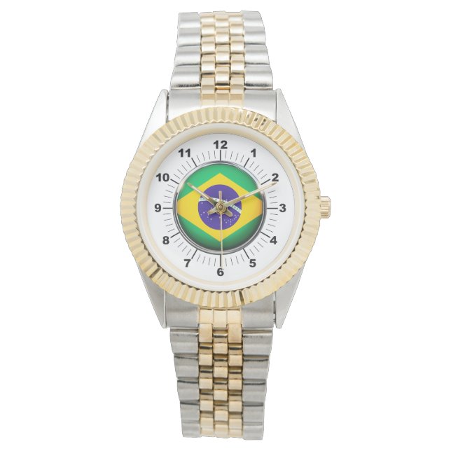 Manar Brasilien Flagga Two-Tone Bracelet Watch Armbandsur (Framsida)