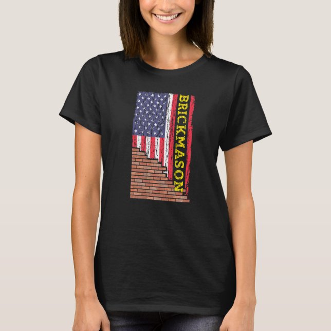 Manar Brick Mason Brickayer Masonry Pappa USA Flag T Shirt (Framsida)