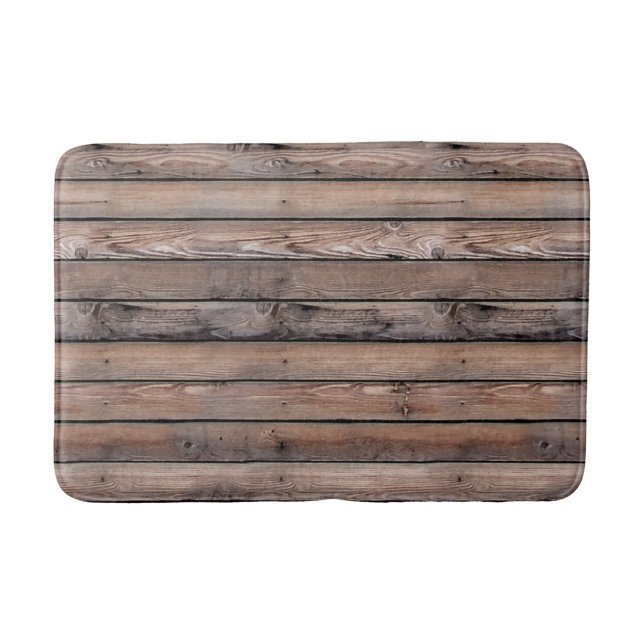 Manar Brown Barn Wood Rustic Faux Lumber Rand Badrumsmatta (Framsidan)