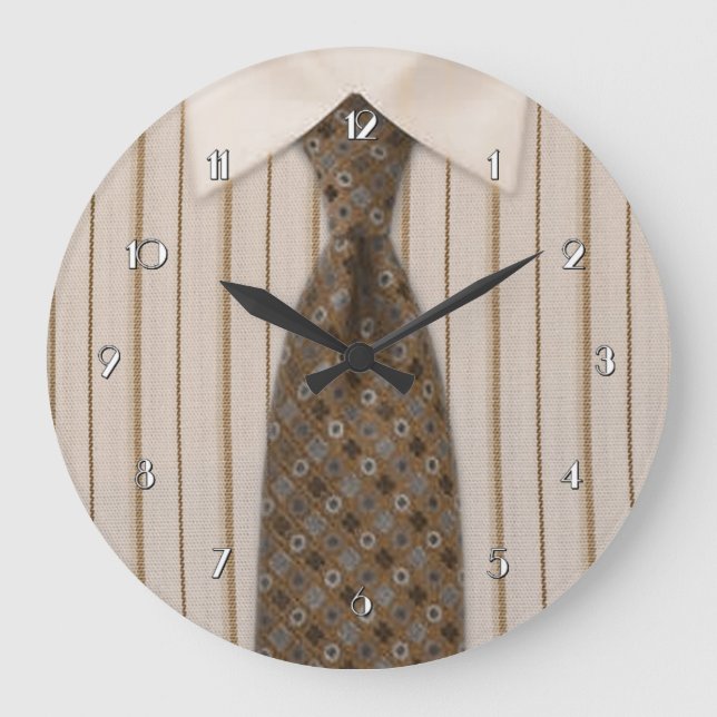Manar Brown Shirt and Tie Novelty Wall Clock Stor Klocka (Framsida)