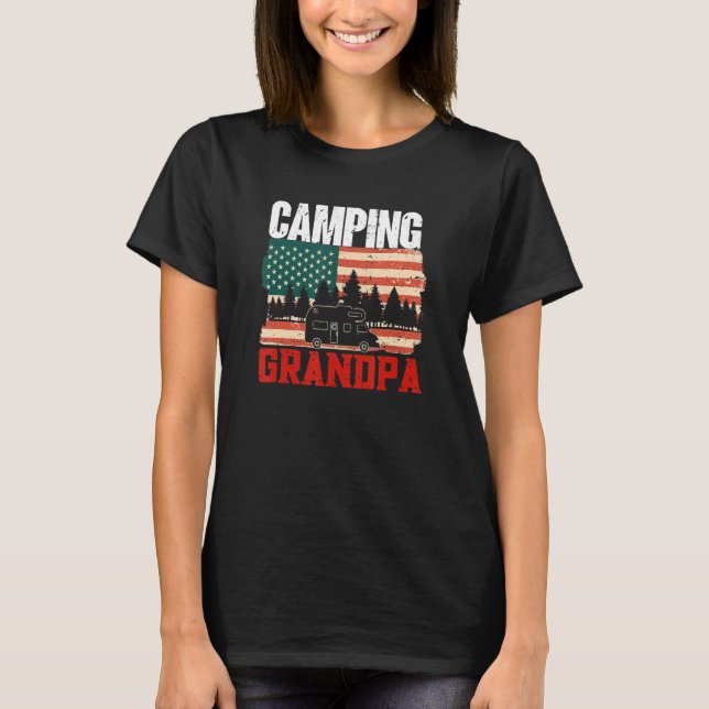 Manar Camping Grandpa Camper Caravan Camping 6 T Shirt (Framsida)