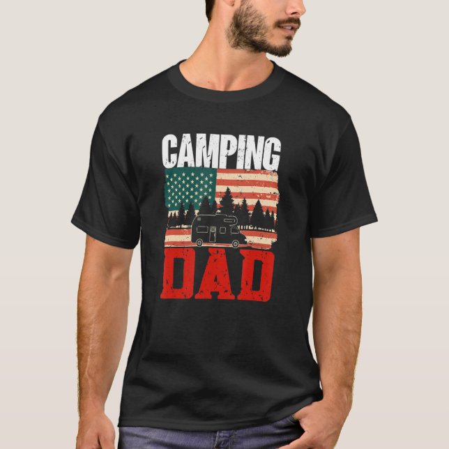 Manar Camping Pappa Camper Caravan Camping 12 T Shirt (Framsida)