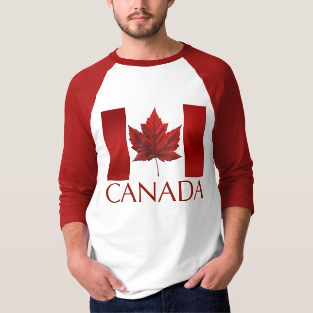 Manar Canada Flagga Baseball Jersey Souvenir Shirt T Shirt (Framsida)