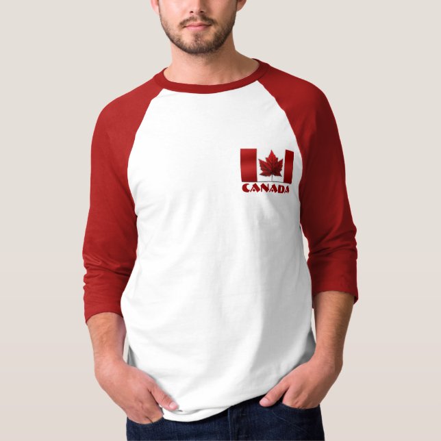 Manar Canada Flagga Baseball Jersey Souvenir Shirt Tee (Framsida)
