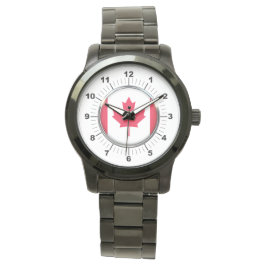 Manar Canada Flagga Oversized Black Bracelet Watch Armbandsur
