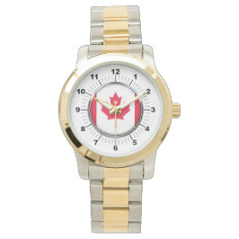 Manar Canada Flagga Oversized Two-Tone Watch Armbandsur