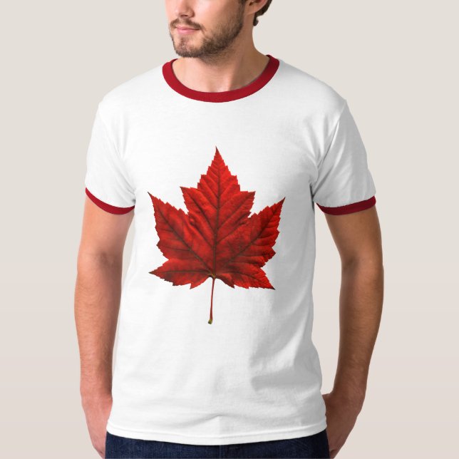 Manar Canada Flagga Ringer T-shirt Souvenir Shirt (Framsida)