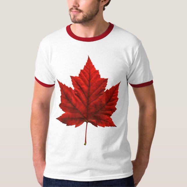 Manar Canada Flagga Ringer T-shirt Souvenir Shirt (Framsida)
