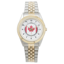 Manar Canada Flagga Two-Tone Bracelet Watch Armbandsur