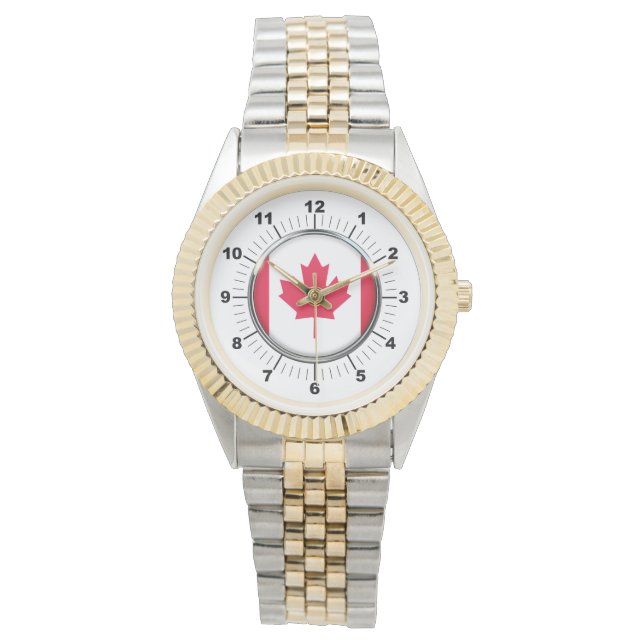 Manar Canada Flagga Two-Tone Bracelet Watch Armbandsur (Framsida)