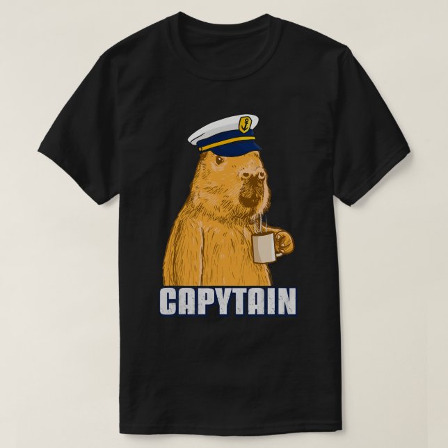 Manar Capybara Boat kapten Capytain T Shirt (Design framsida)