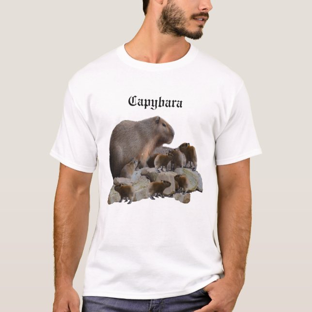 Manar Capybara Mummy med hennes Spädbarn Tshirt T Shirt (Framsida)