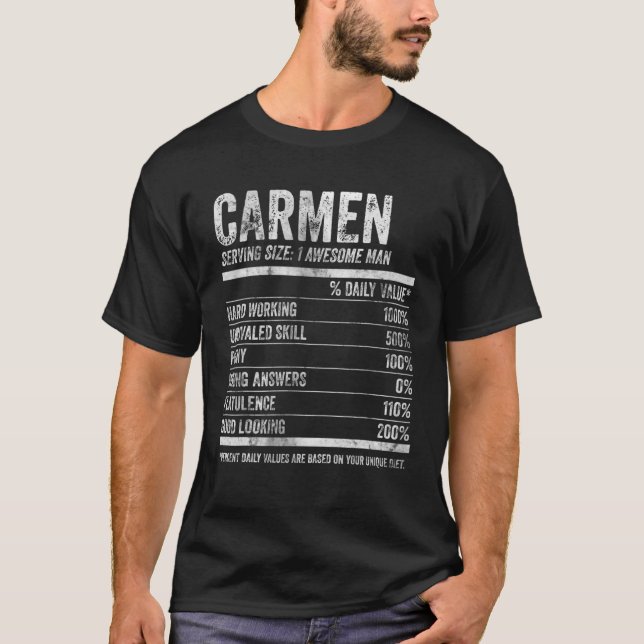 Manar Carmen Nutrition Personlig Namn Funny Namn T Shirt (Framsida)