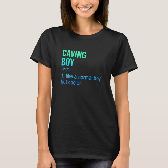 Manar Cave Boy Graphic Spelunking Spelology Potho T Shirt (Framsida)