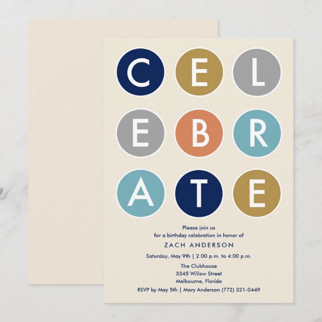 Manar Celebrers Födelsedagsfest Inbjudan (Fram/baksida)