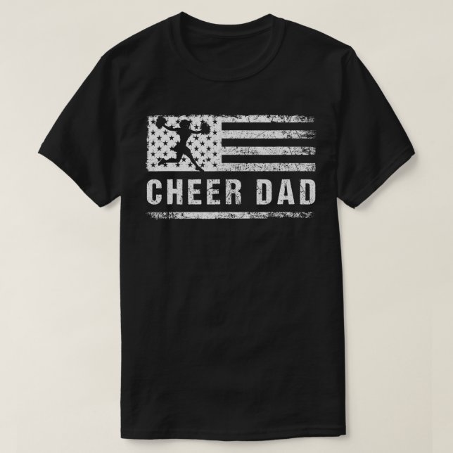 Manar Cheer Pappa American Flagga Cheerlead Patrio T Shirt (Design framsida)