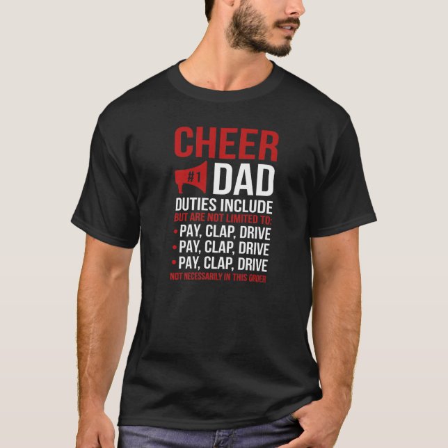Manar Cheer Pappa Duties Cheerledare Far Cheerlead T Shirt (Framsida)