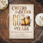 Manar Cheers & Öl Funny 60:e födelsedagen Inbjudningar<br><div class="desc">Fira de stora 3-0 med stil och humor med den här vintagens ölfödelsedag. Den gyllene typografin är elegant och framkallar ett coola glas öl, ge det en klassisk vintage. Perfekt för mannen (eller kvinnan!) i ditt liv som kärlek sina lagrar, butiker och andra öl. Perfekt för 30års födelsedag party för...</div>