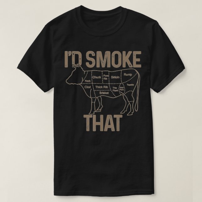 Manar Chef Butcher Cook BBQ Jag skulle röka det dä T Shirt (Design framsida)