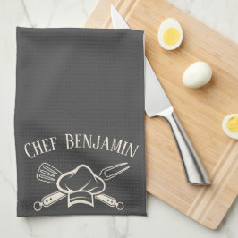 Manar Chef Custom Name Cooking BBQ Apron Kökshandduk