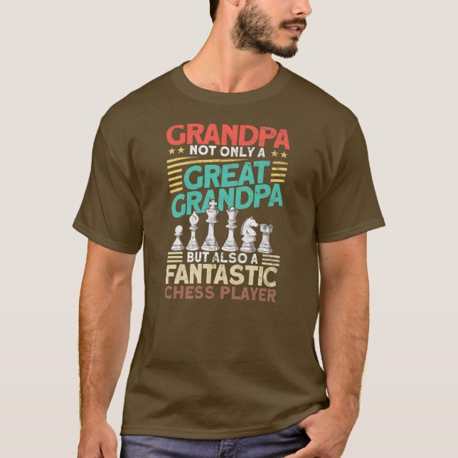 Manar Chess Grandpa Player Chess Älskare Chess T Shirt (Framsida)