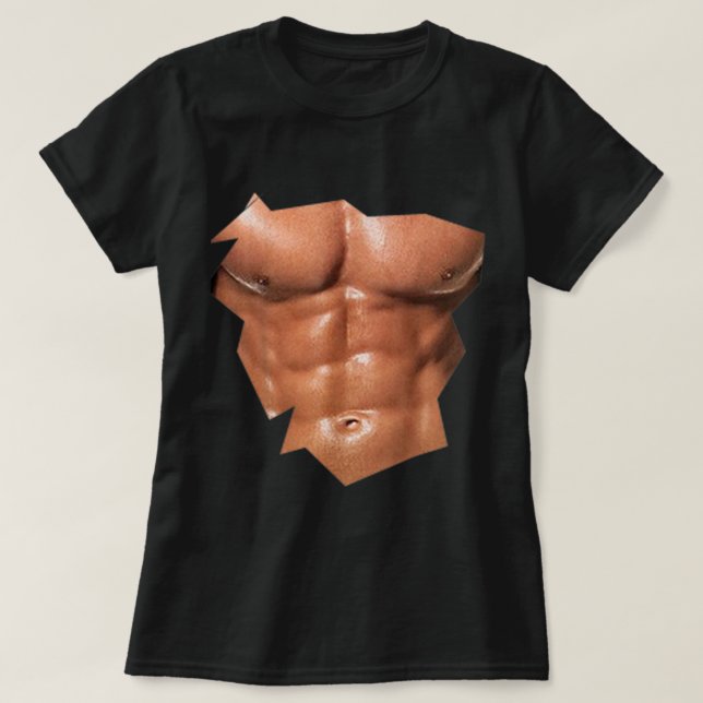 Manar Chest Sex Pack Abs lustiga låtsabb Muscles R T Shirt (Design framsida)