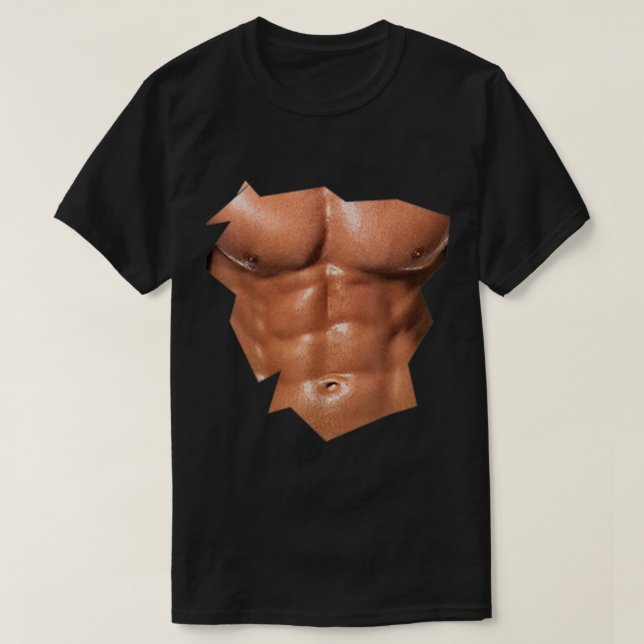 Manar Chest Sex Pack Abs lustiga låtsabb Muscles R T Shirt (Design framsida)
