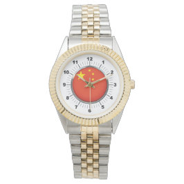 Manar China Flagga Two-Tone Bracelet Watch Armbandsur