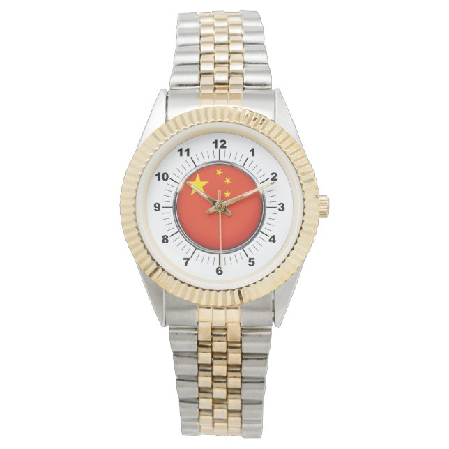 Manar China Flagga Two-Tone Bracelet Watch Armbandsur (Framsida)