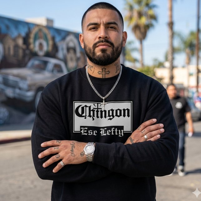 Manar Chingón-tröjan med eget namn Lång Ärmad Tröja (Personalized Chingón Sweatshirt)