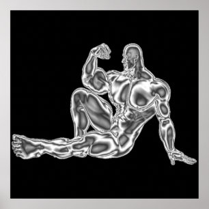 Manar Chrome BodyBuilder Pose Poster