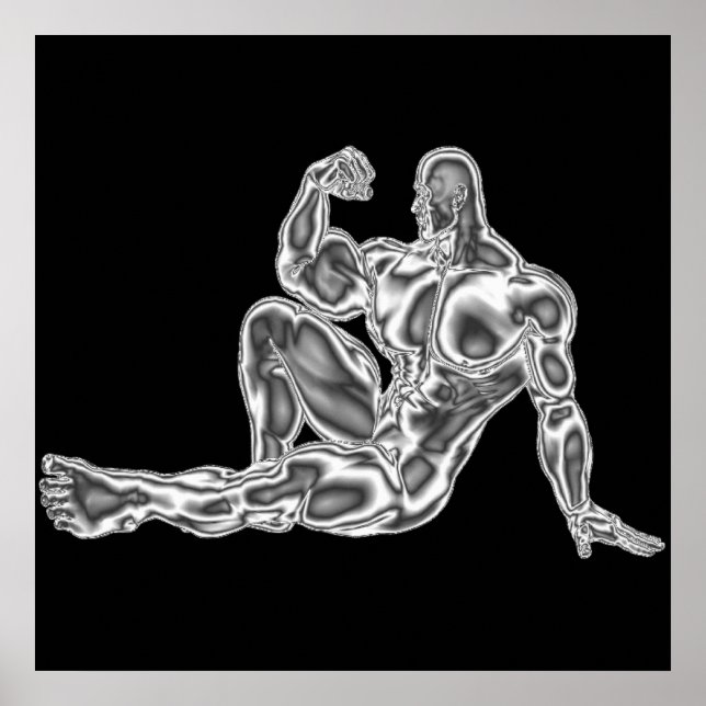 Manar Chrome BodyBuilder Pose Poster (Framsidan)