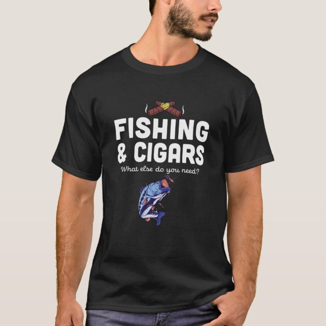 Manar Cigar Smoker Fisherman Gift Cuban Cigars Smo T Shirt (Framsida)