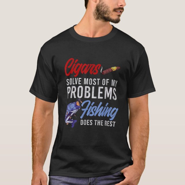 Manar Cigar Smoking Fishing Gift Cuban Cigars Smok T Shirt (Framsida)