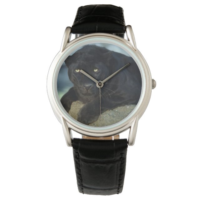Manar Classic Watch/Wildlife Black Cat Armbandsur (Framsida)