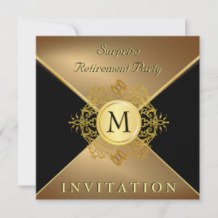 Manar Classy Black Guld Monogram Special Occupatio Inbjudningar