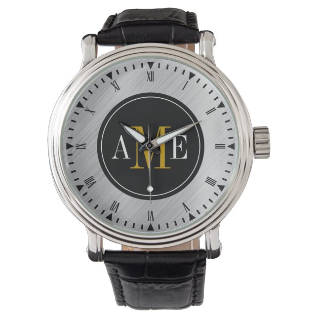 Manar Classy Gult Monogram Watch Armbandsur (Framsida)