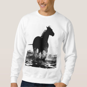 Manar Clothing Running Horse Pop Art Template Mana Lång Ärmad Tröja