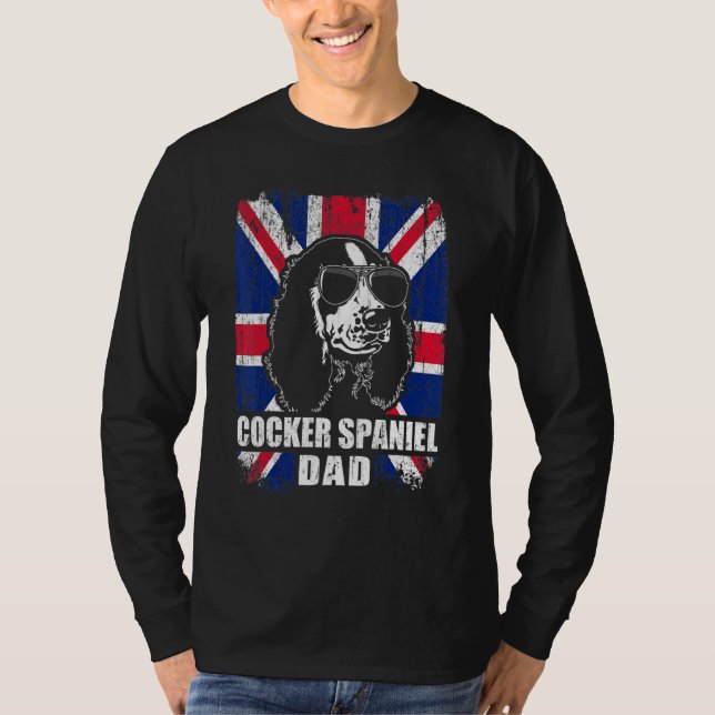 Manar Cocker Spain Pappa Coola Förenade Flagga Vin T Shirt (Framsida)