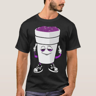Manar Codeine Dubbla Kopp Styrofoam Lean Lila Dran T Shirt