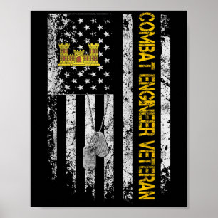 Manar Combat Ingenjör Veteran Shirt Vintage Flagga Poster